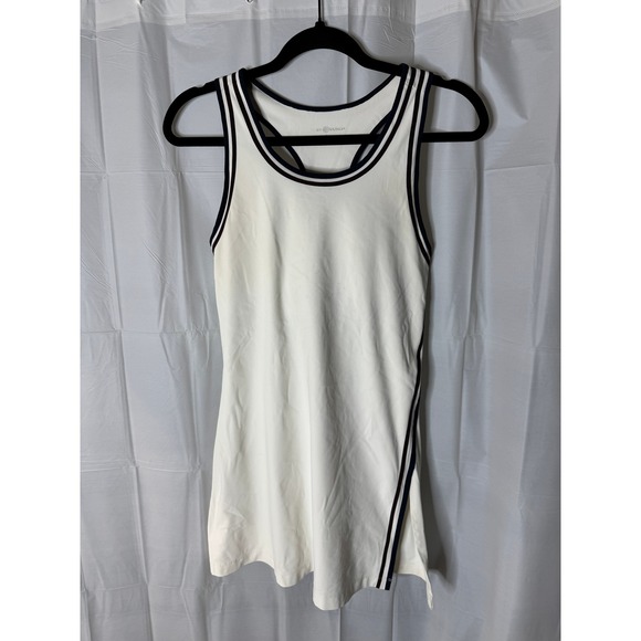 Tory Burch Racerback Tennis Dress White Navy Trim Sleeveless Athletic - Picture 1 of 11